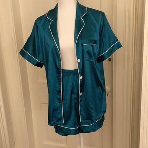 Soft silky pj’s by Swomog. Lovely teal green, Lg